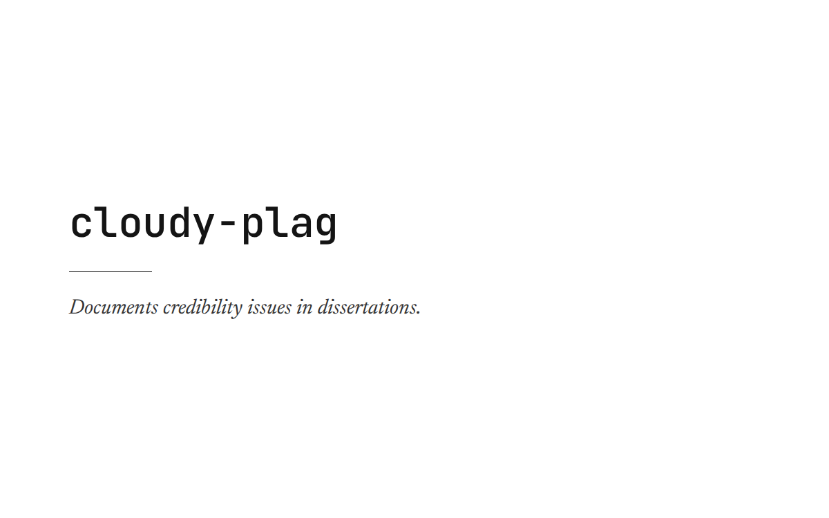 Typographic cover card for cloudy-plag: the project name in monospace above its one-line description.