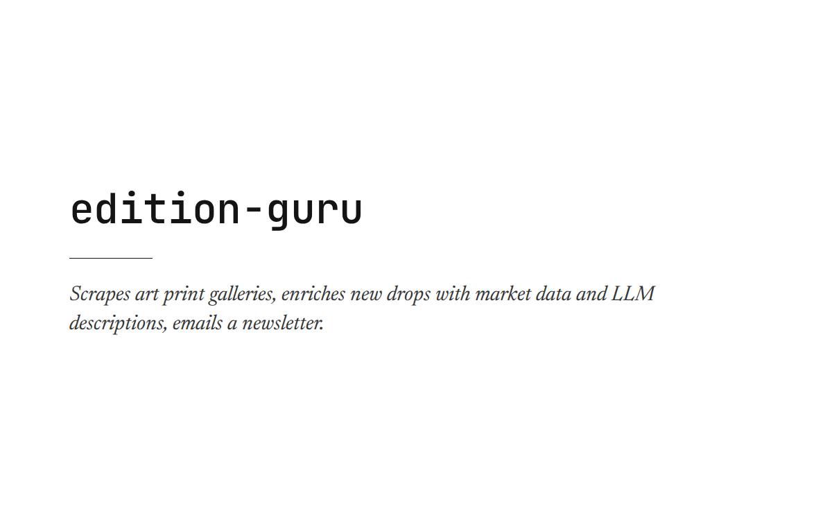 Typographic cover card for edition-guru: the project name in monospace above its one-line description.